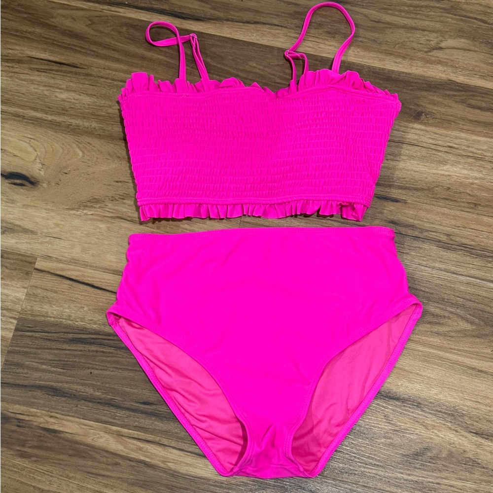 Younique Vibrant Pink Bikini with Smocked Details